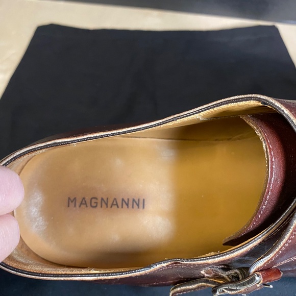 Magnanni Size 9 Silvio Red Brown Leather Double Monk Strap With Travel Bag - Picture 6 of 12